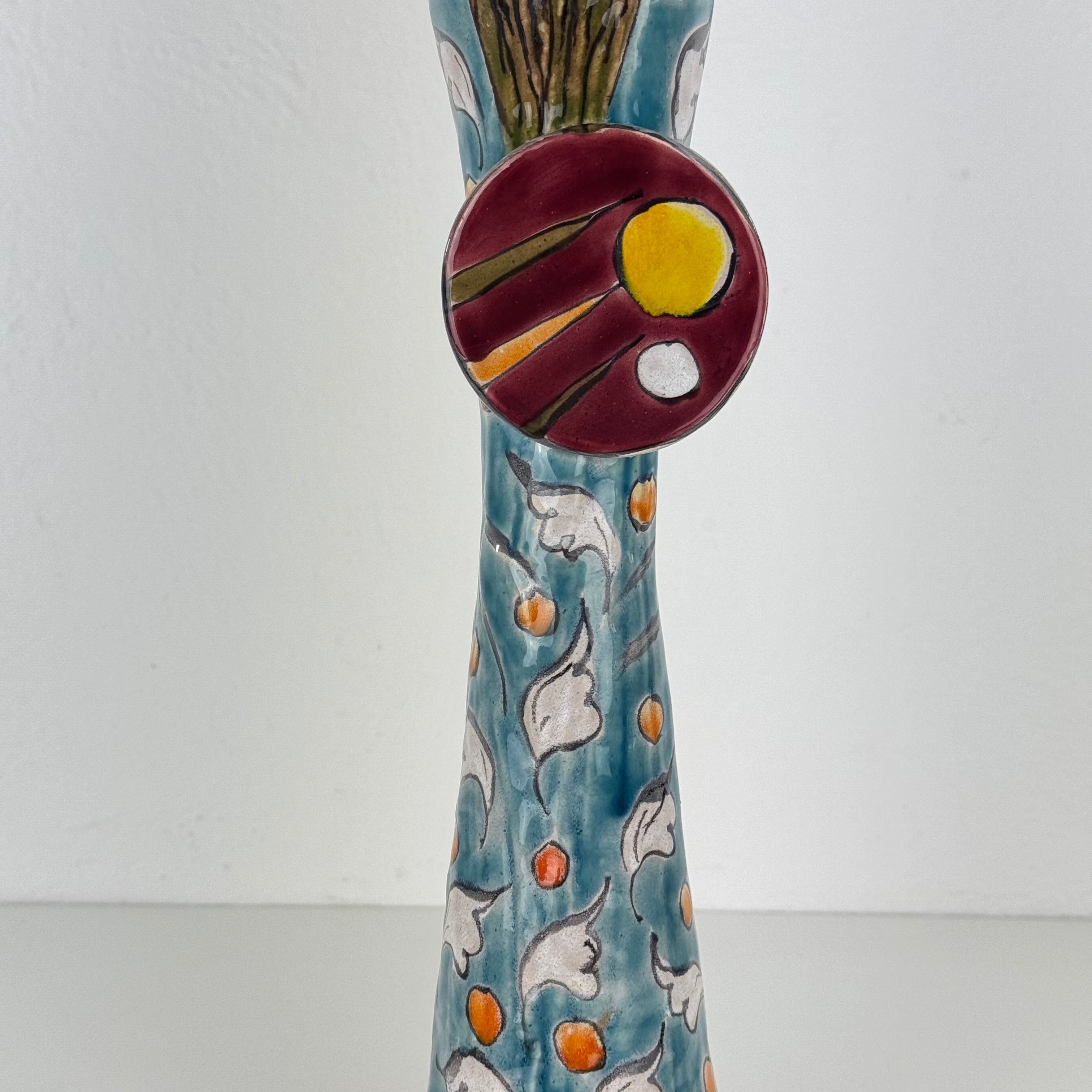 One-of-a-Kind_Hand-Painted_Ceramic_Soliflore_Vase_Signed_Schiavon,_Italy