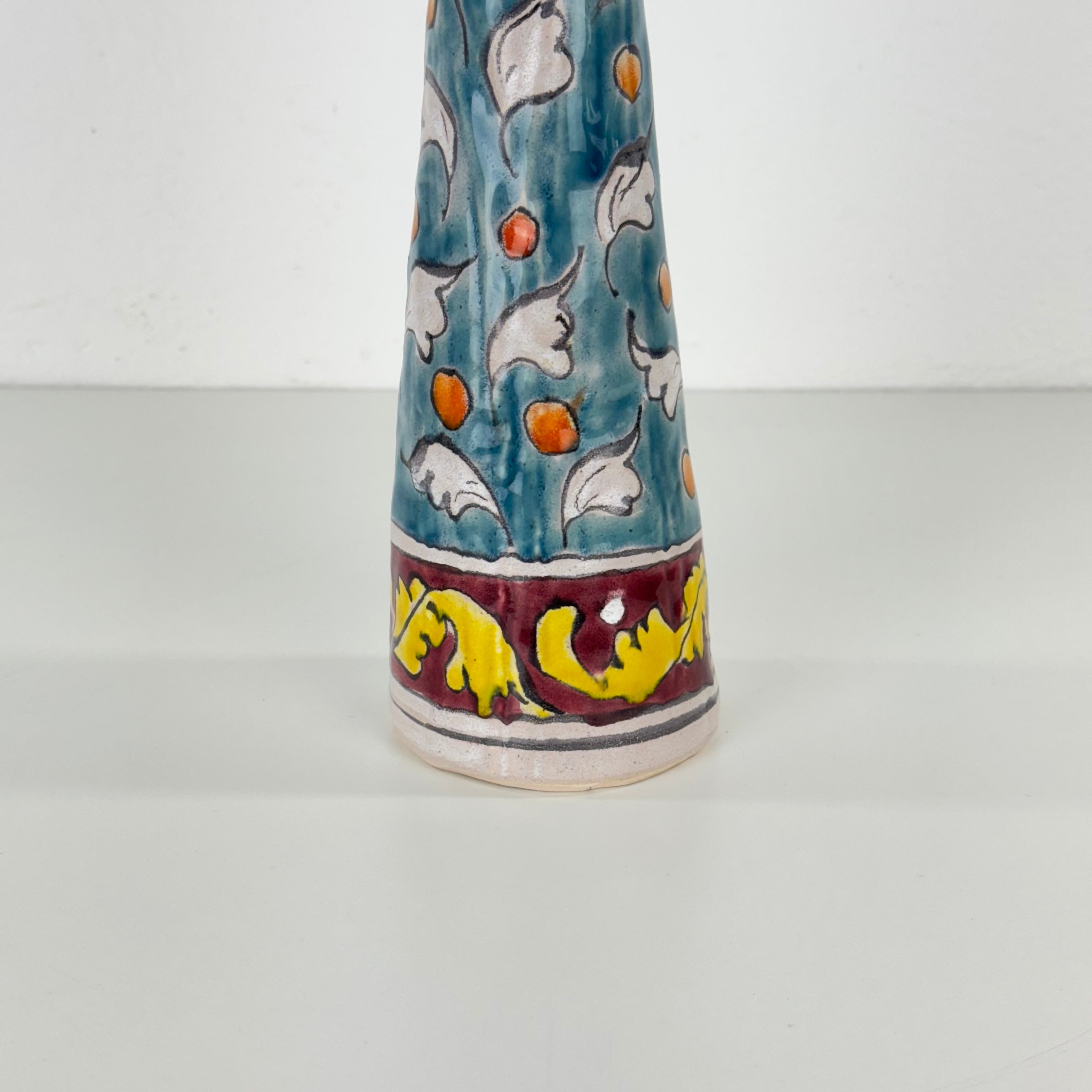 One-of-a-Kind_Hand-Painted_Ceramic_Soliflore_Vase_Signed_Schiavon,_Italy