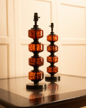 Set_of_2_Speckled_Glass_Table_Lamps_with_Leopard_Pattern,_USA_20th_Century