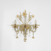 Murano_Venetian_Glass_Wall_Chandelier_with_Gold_Leaf,_3_Lights