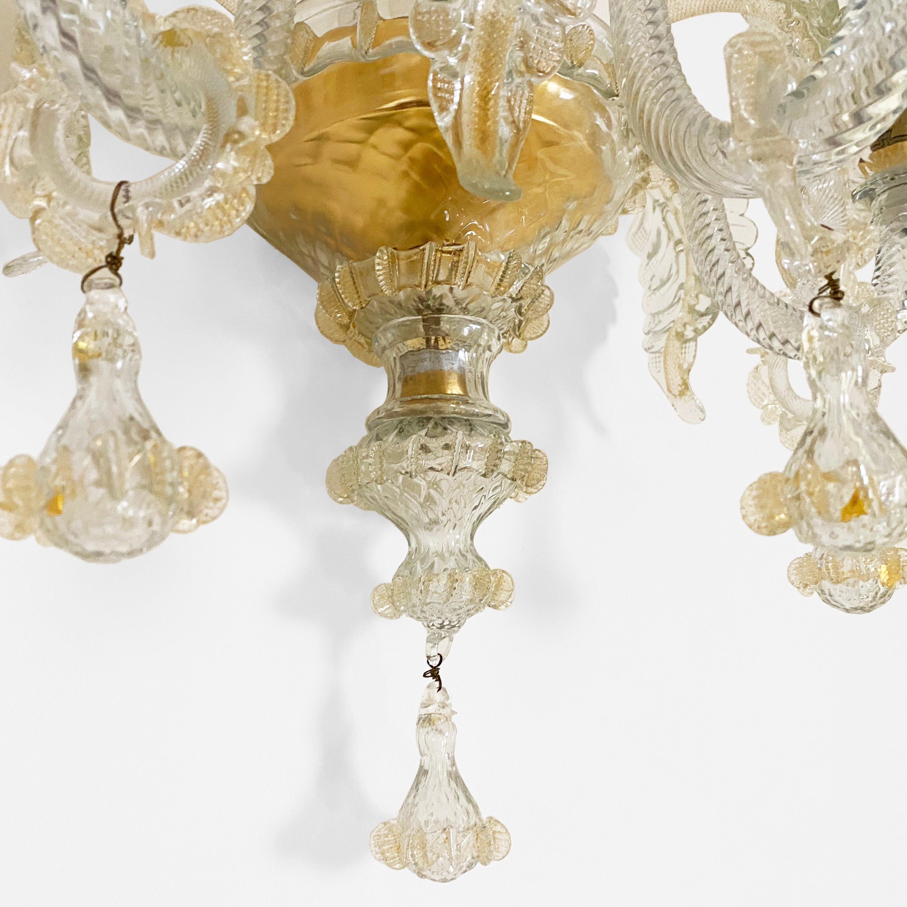 Murano_Venetian_Glass_Wall_Chandelier_with_Gold_Leaf,_3_Lights