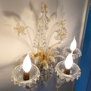 Murano_Venetian_Glass_Wall_Chandelier_with_Gold_Leaf,_3_Lights