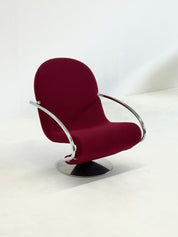 123_Armchair_by_Verner_Panton_for_Fritz_Hansen_in_Red_Upholstery,_Denmark_1970s–1980s