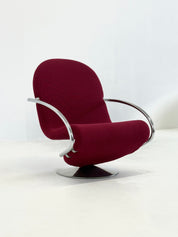 123_Armchair_by_Verner_Panton_for_Fritz_Hansen_in_Red_Upholstery,_Denmark_1970s–1980s