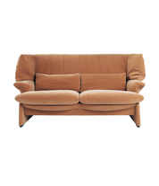 Vico_Magistretti_Portovenere_2_Seater_Sofa_for_Cassina,_Salmon_Peach_Upholstery,_Italy,_1980s