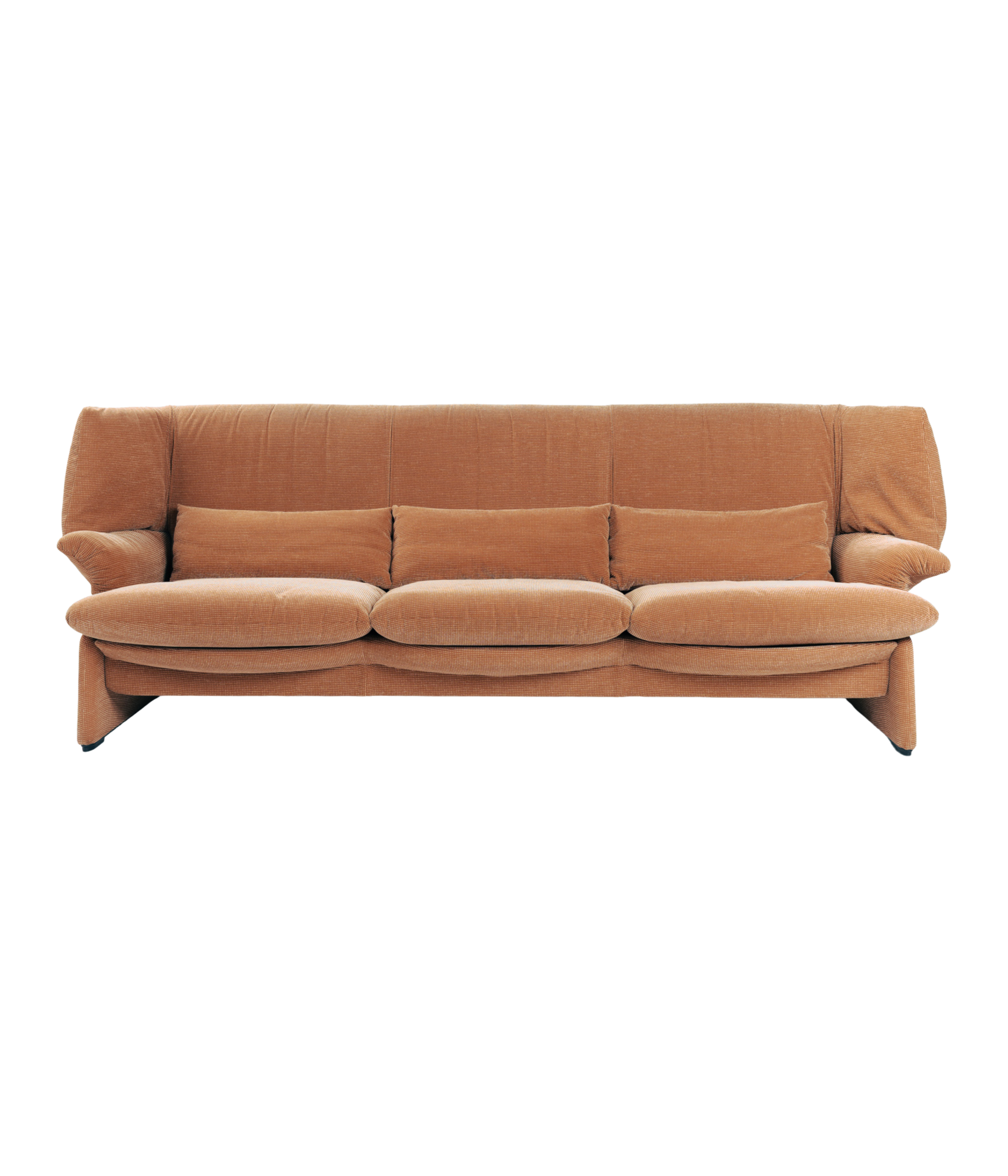 Vico_Magistretti_Portovenere_3_Seater_Sofa_for_Cassina,_Peach_Upholstery,_Italy,_1982