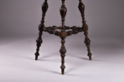 Victorian_Bobbin_Leg_Clover_Top_Side_Table_with_Upholstered_Seat,_19th_Century