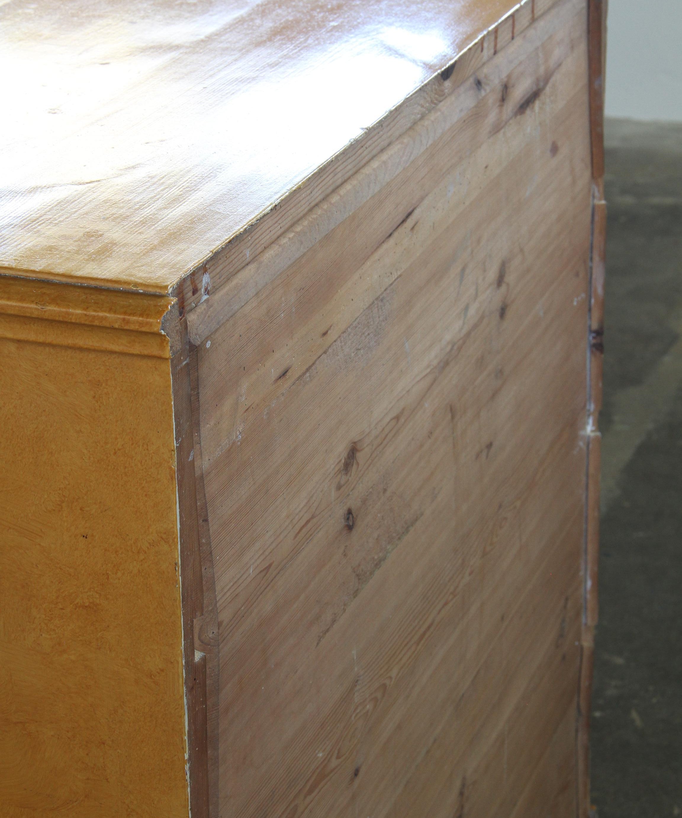 Antique_Danish_Painted_Pine_Chest_of_Four_Drawers_with_Faux_Birch_Root_Finish_and_Brass_Fittings