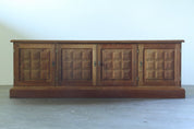 Danish_Brutalist_Oak_Sideboard_with_Geometric_Carved_Doors,_Attributed_to_Henning_Kjærnulf,_Mid-Century