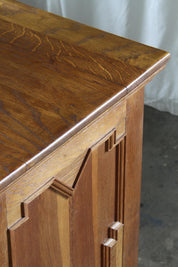 Danish_Brutalist_Oak_Cabinet_with_Carved_Geometric_Doors_and_Iron_Hinges,_Henning_Kjærnulf_Style,_1960s