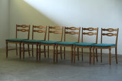 Set_of_6_Danish_Brutalist_Oak_Dining_Chairs_with_Green_Upholstery_in_the_Style_of_Henning_Kjærnulf,_1960s