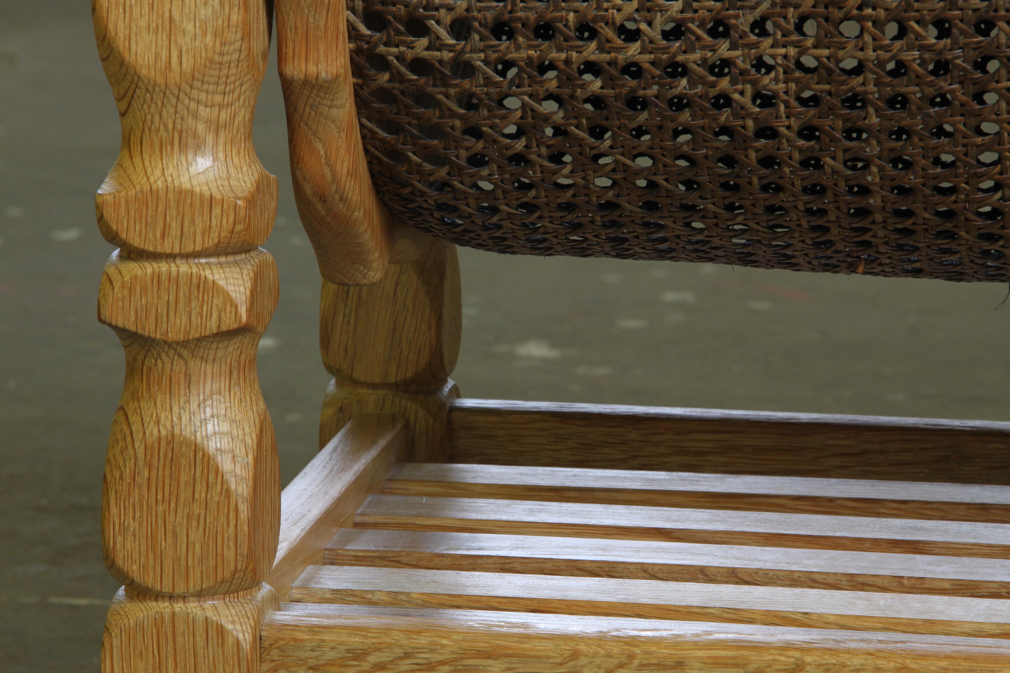 Danish_Solid_Oak_Sewing_Table_with_Wicker_Basket_in_the_Style_of_Henning_Kjærnulf,_1960s
