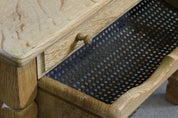 Danish_Solid_Oak_Sewing_Table_with_Wicker_Basket_in_the_Style_of_Henning_Kjærnulf,_1960s