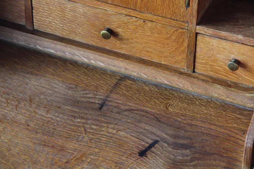 Antique_Baroque_Revival_Solid_Oak_Secretary_Bureau_with_Drop-Front_Writing_Desk,_Early_20th_Century