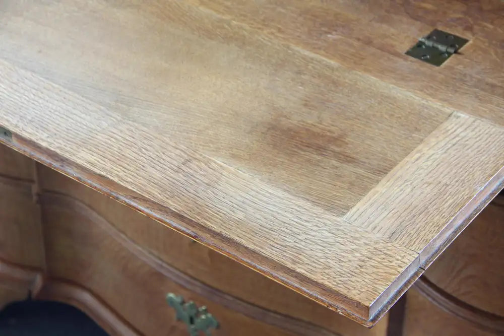 Antique_Baroque_Revival_Solid_Oak_Secretary_Bureau_with_Drop-Front_Writing_Desk,_Early_20th_Century
