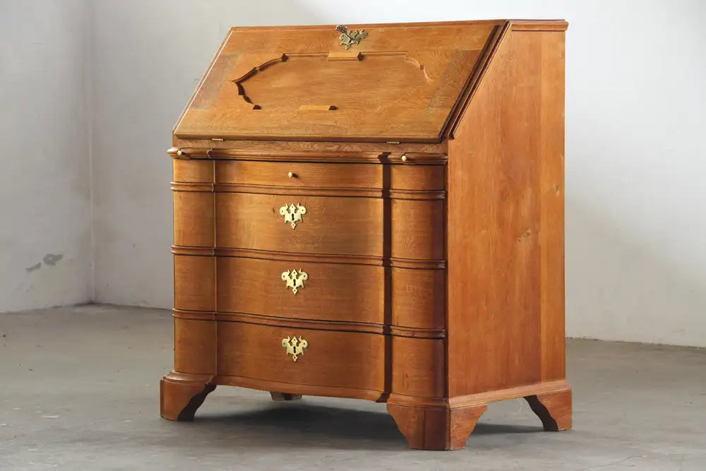 Antique_Baroque_Revival_Solid_Oak_Secretary_Bureau_with_Drop-Front_Writing_Desk,_Early_20th_Century