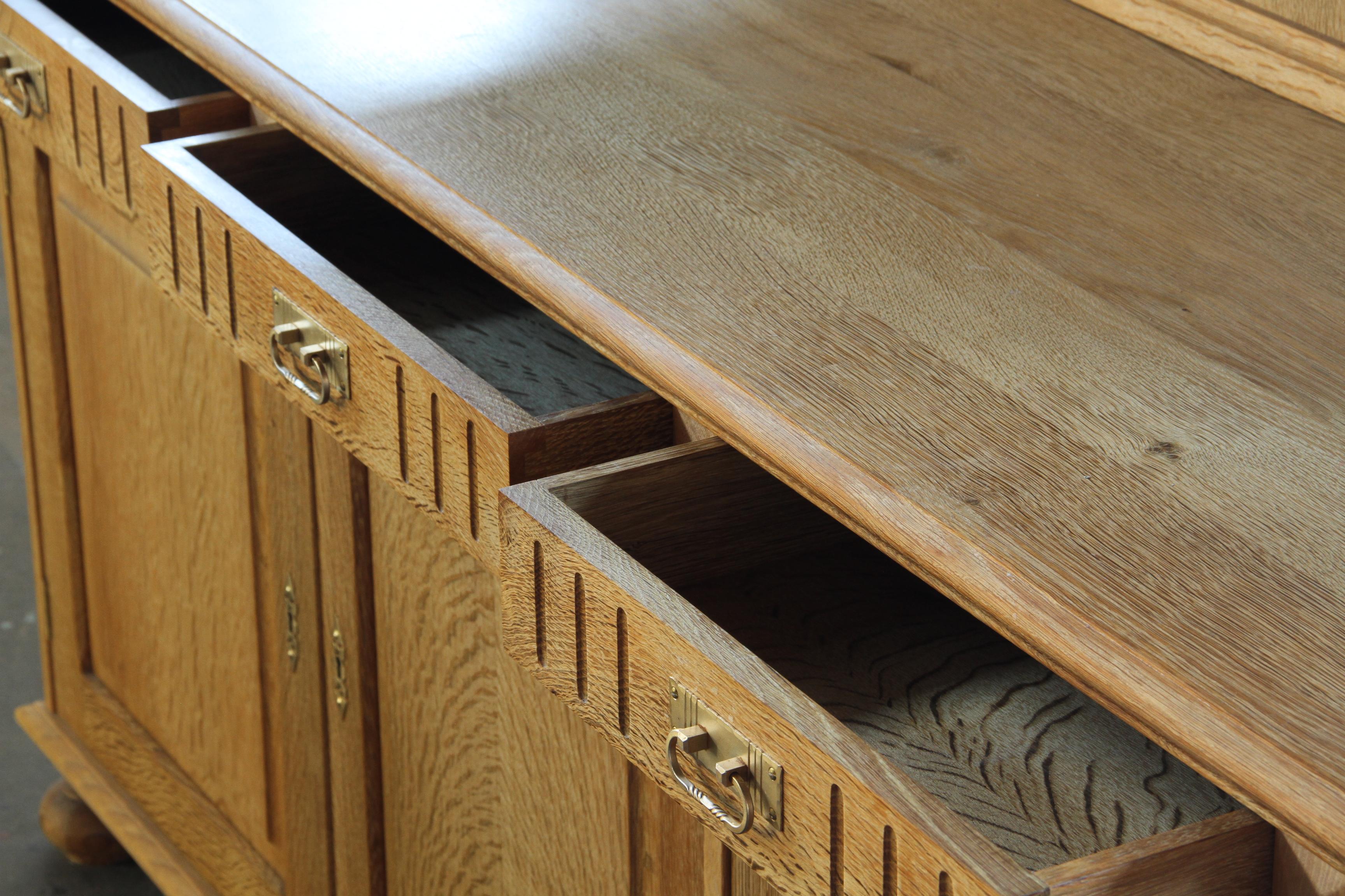 Danish_Mid-Century_Modern_Light_Oak_Display_Cabinet_with_Glass_Doors_and_Crown_Glass_Detail,_20th_Century