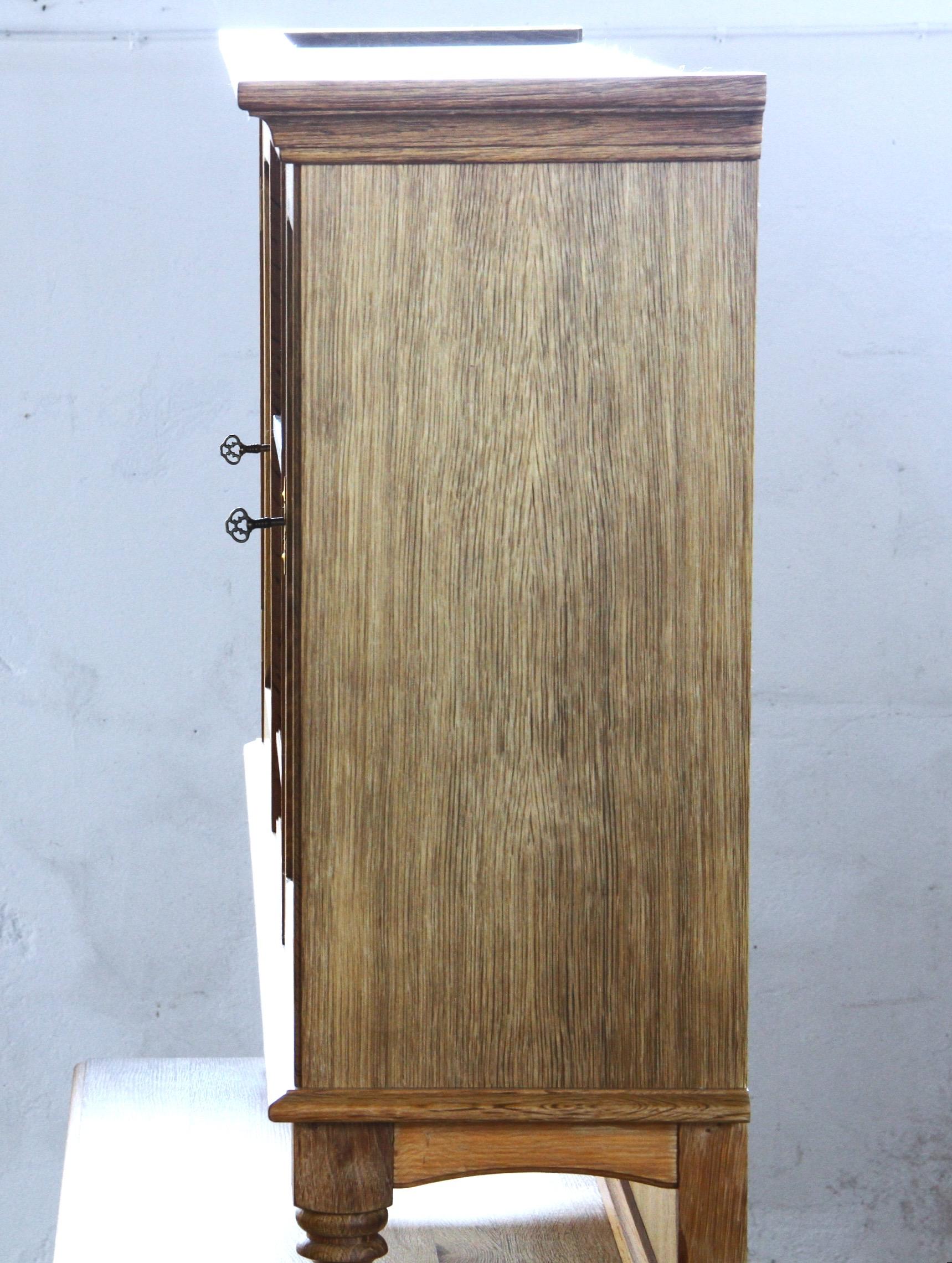 Danish_Mid-Century_Modern_Light_Oak_Display_Cabinet_with_Glass_Doors_and_Crown_Glass_Detail,_20th_Century