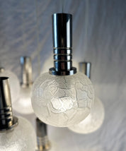 Doria_Leuchten_7_Globe_Chandelier,_Crackled_Murano_Style_Glass_and_Chrome,_German_Mid_Century_Modern,_1970s