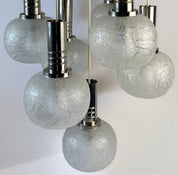Doria_Leuchten_7_Globe_Chandelier,_Crackled_Murano_Style_Glass_and_Chrome,_German_Mid_Century_Modern,_1970s