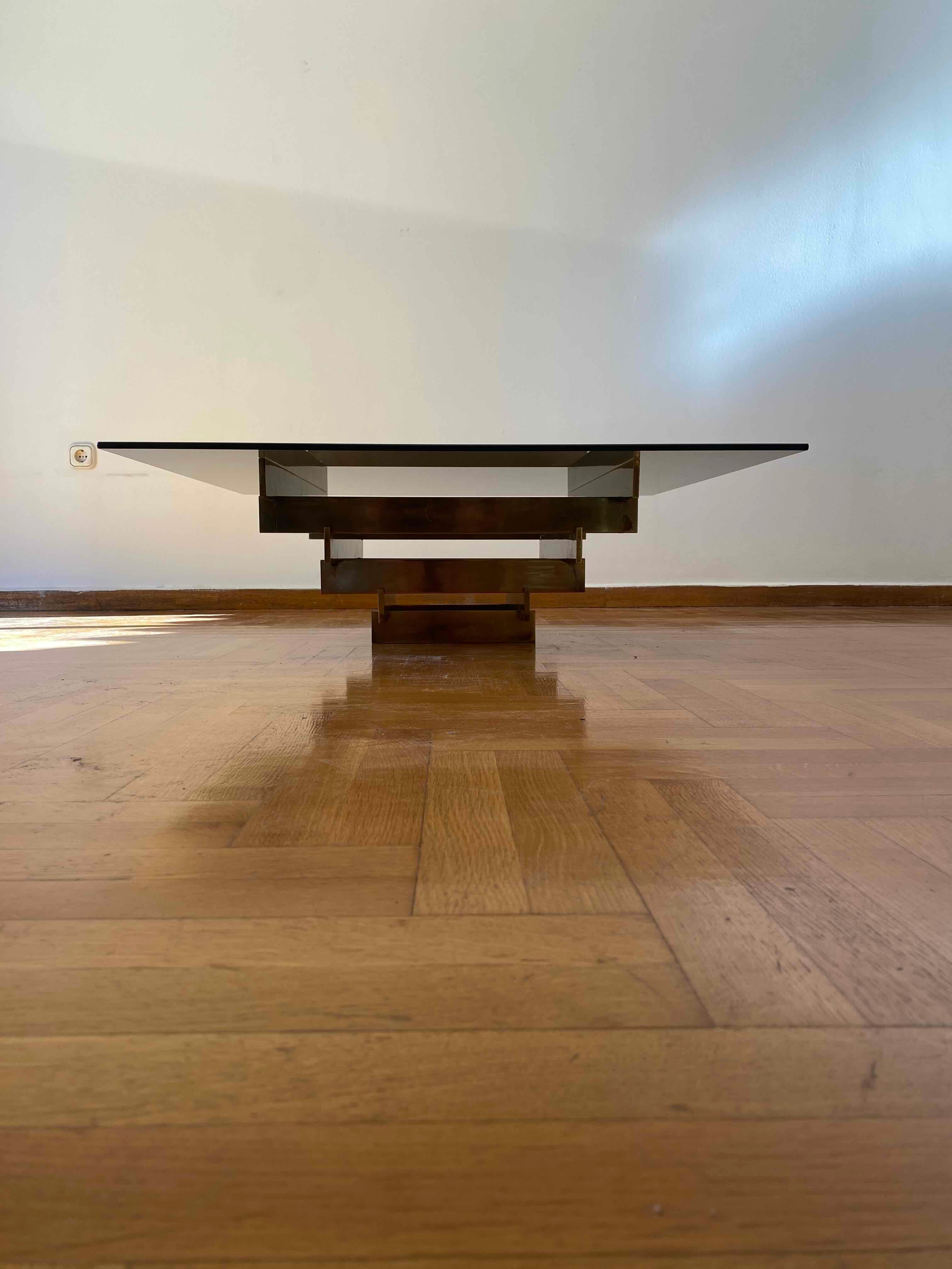 Square_Smoked_Glass_Coffee_Table_Attributed_to_David_Hicks,_Brass-Plated_Base,_UK,_1970s