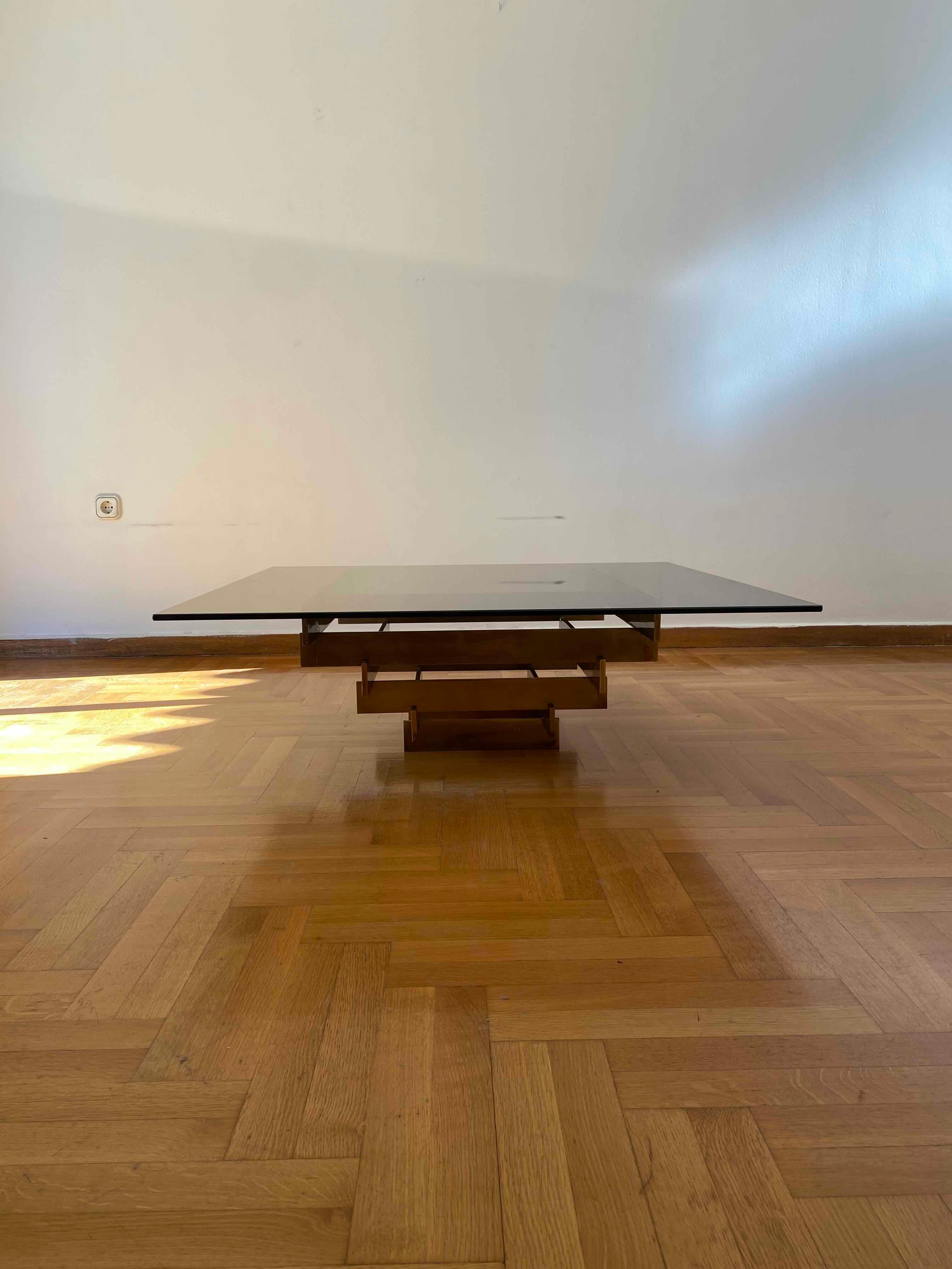 Square_Smoked_Glass_Coffee_Table_Attributed_to_David_Hicks,_Brass-Plated_Base,_UK,_1970s