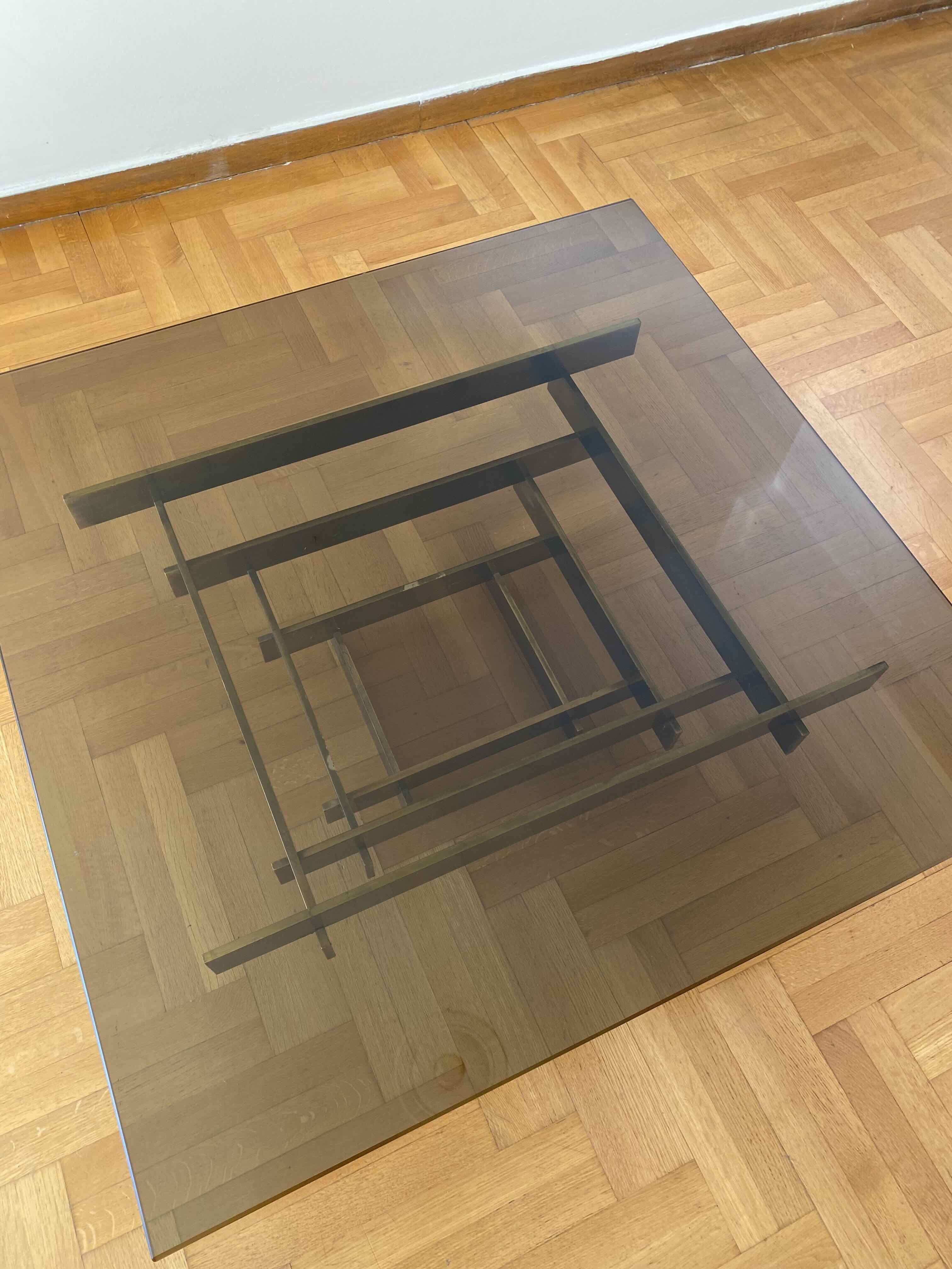 Square_Smoked_Glass_Coffee_Table_Attributed_to_David_Hicks,_Brass-Plated_Base,_UK,_1970s