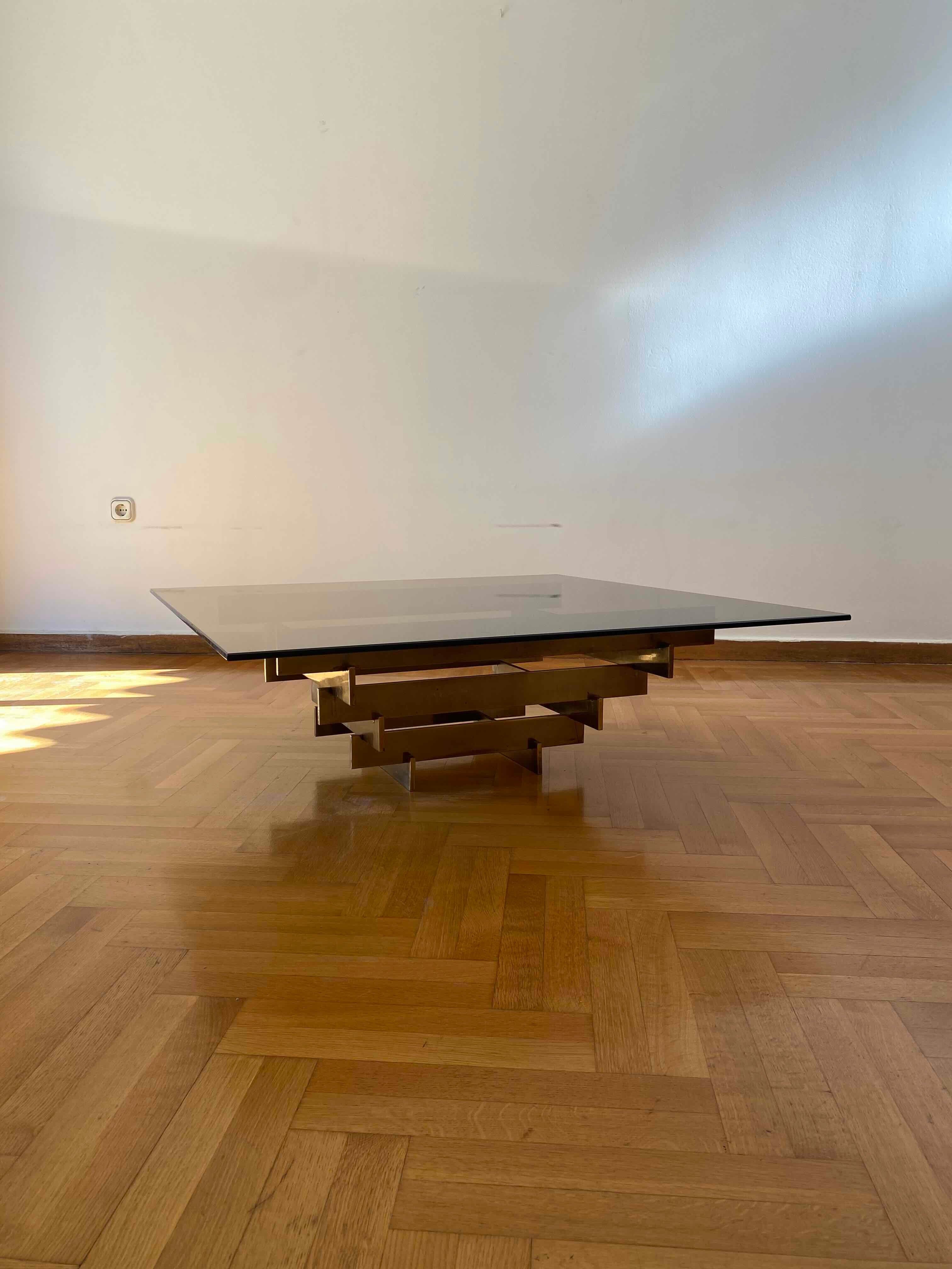 Square_Smoked_Glass_Coffee_Table_Attributed_to_David_Hicks,_Brass-Plated_Base,_UK,_1970s