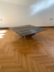 Square_Smoked_Glass_Coffee_Table_Attributed_to_David_Hicks,_Brass-Plated_Base,_UK,_1970s