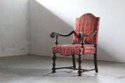 19th-Century_Danish_Ceremonial_Armchair_in_Carved_Oak_and_Red_Damask,_Late_1800s
