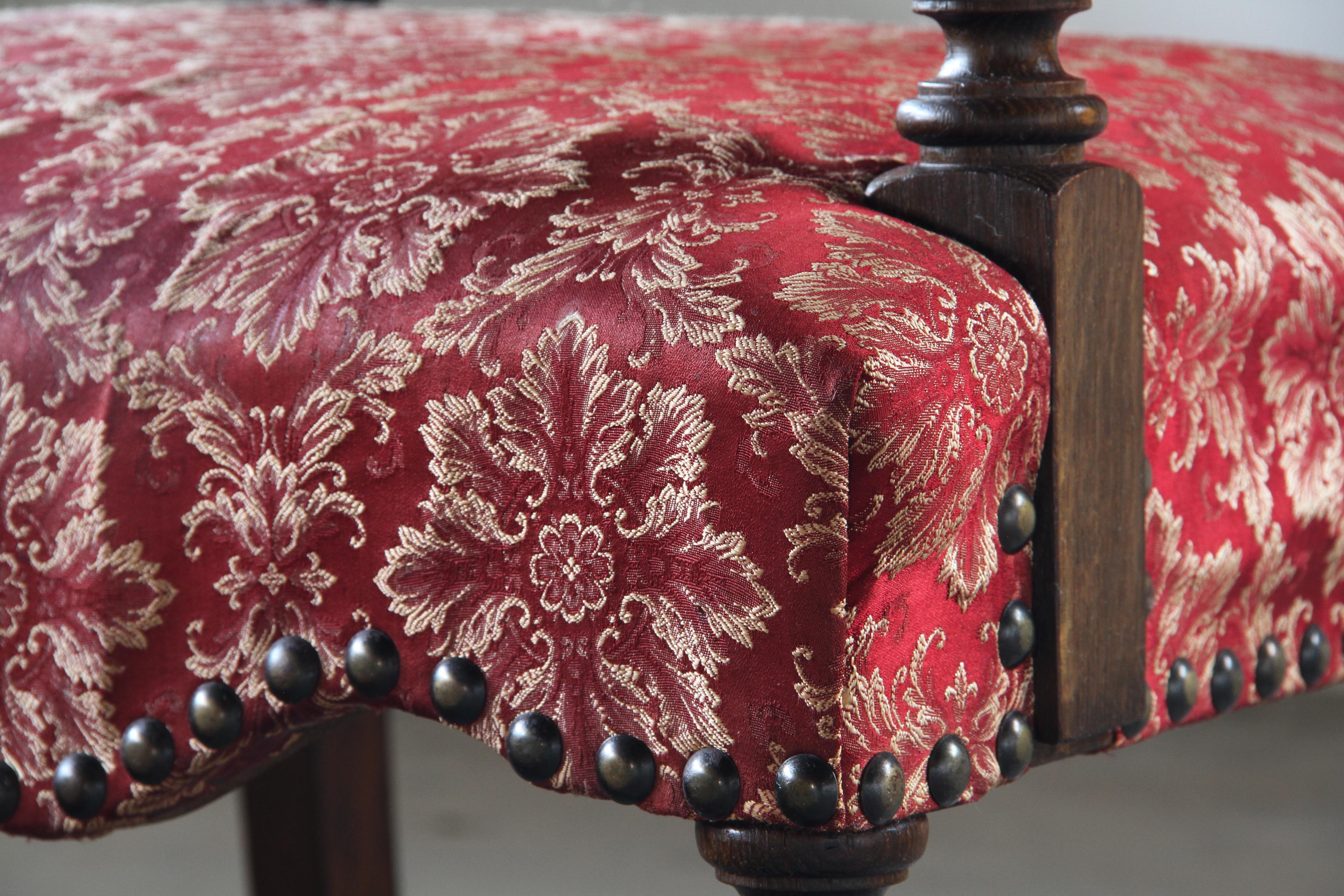 19th-Century_Danish_Ceremonial_Armchair_in_Carved_Oak_and_Red_Damask,_Late_1800s
