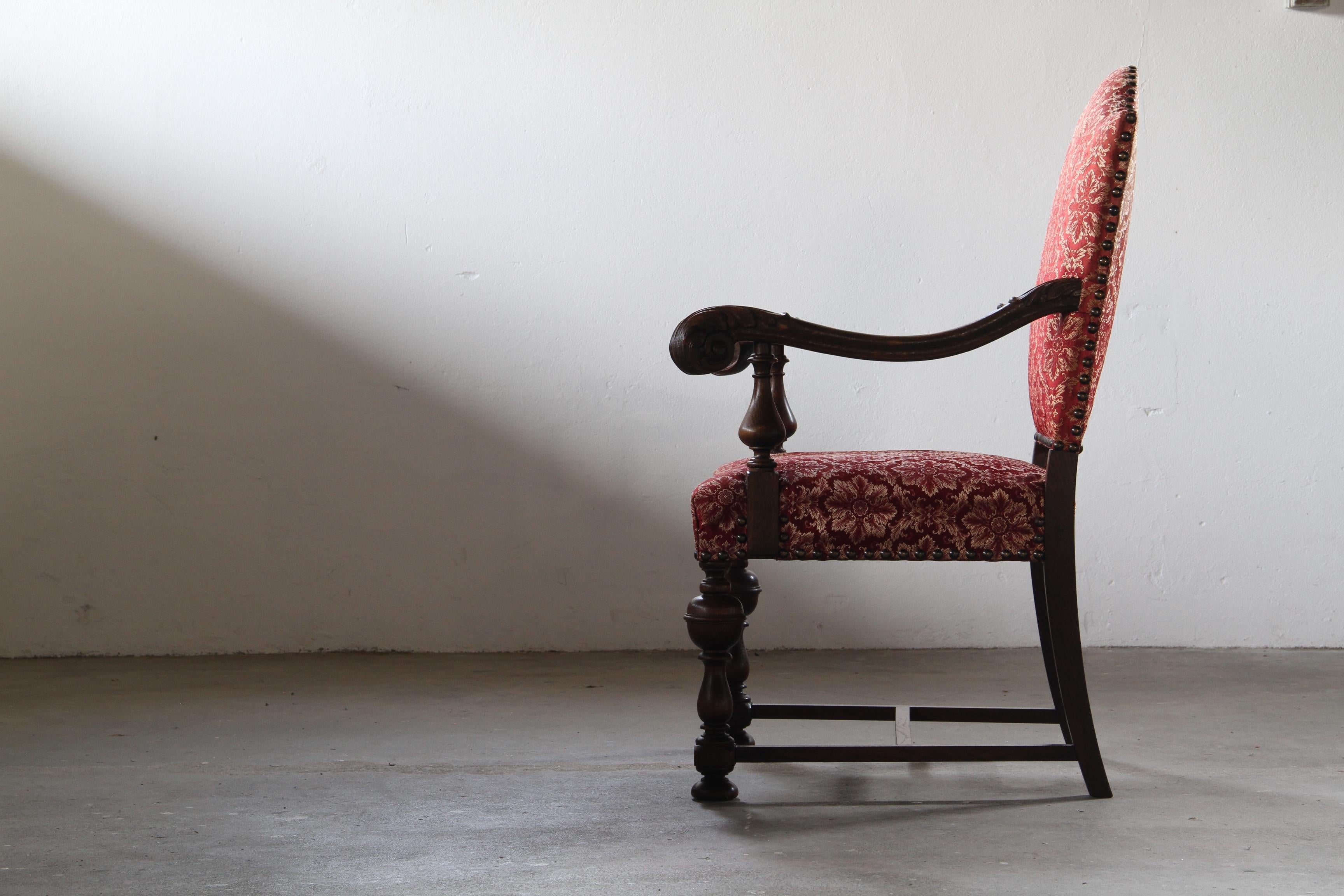 19th-Century_Danish_Ceremonial_Armchair_in_Carved_Oak_and_Red_Damask,_Late_1800s