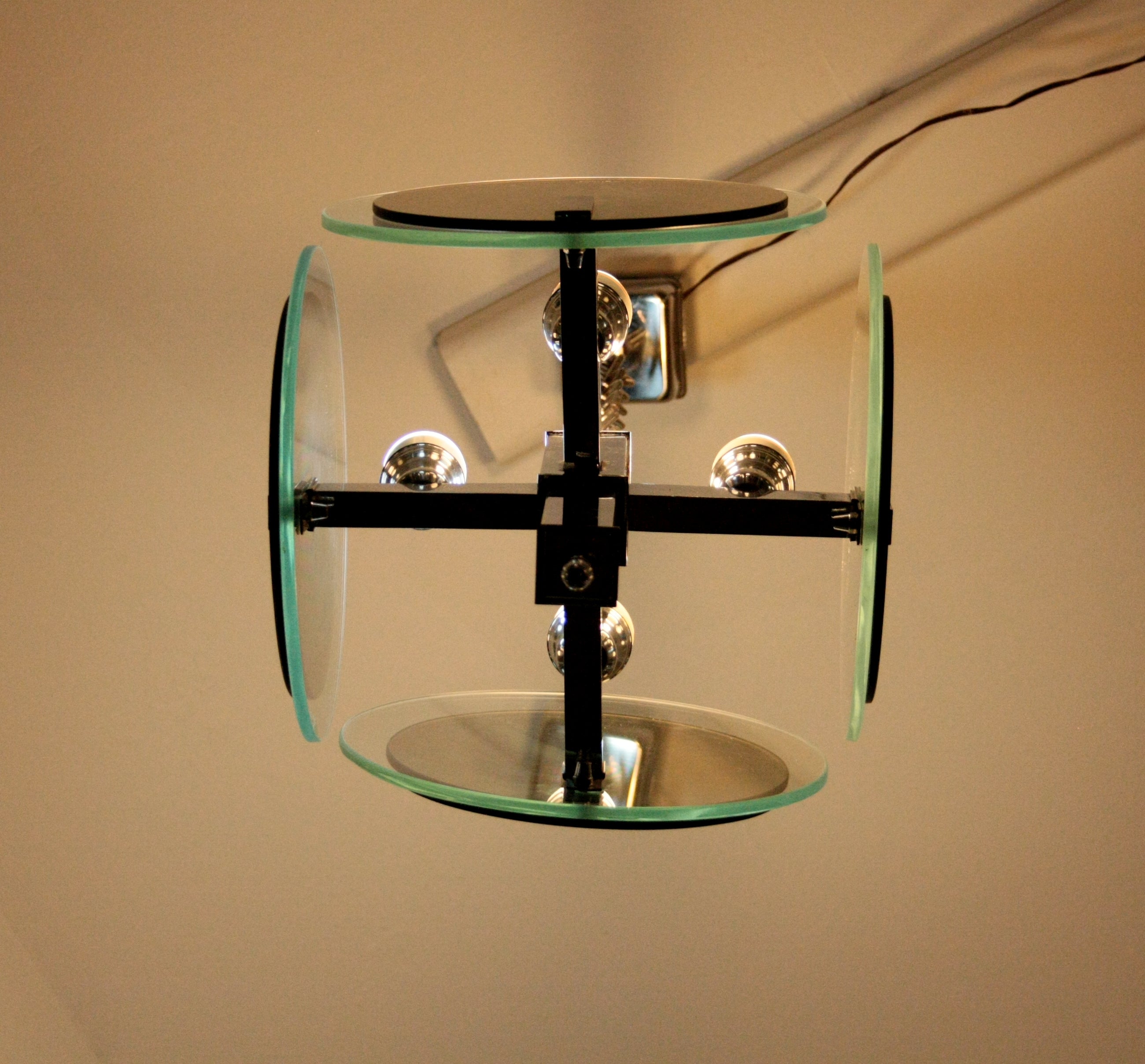 Vintage_Art_Deco_chandelier_in_chromed_metal_and_glass,_Italy,_1970s