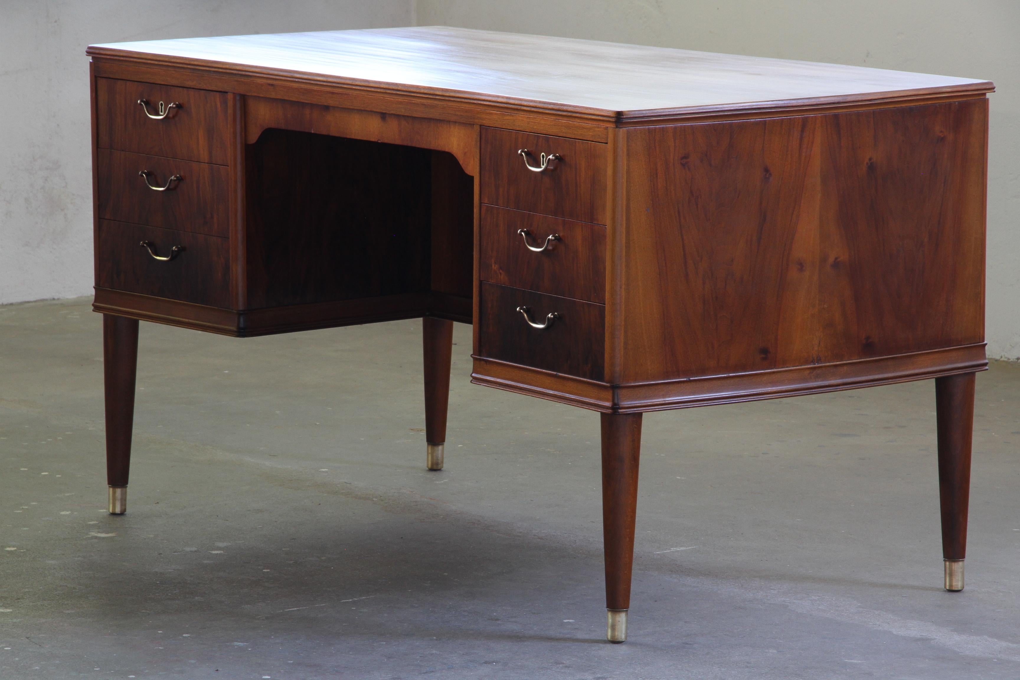 Danish_Mid-Century_Mahogany_Executive_Desk_with_Brass_Details,_Ole_Wanscher_Style,_1950s