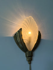 Art_Deco_Brass_and_Frosted_Glass_Wall_Sconce_by_Marcel_Hudry_or_Degué,_France