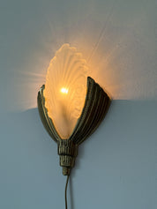 Art_Deco_Brass_and_Frosted_Glass_Wall_Sconce_by_Marcel_Hudry_or_Degué,_France