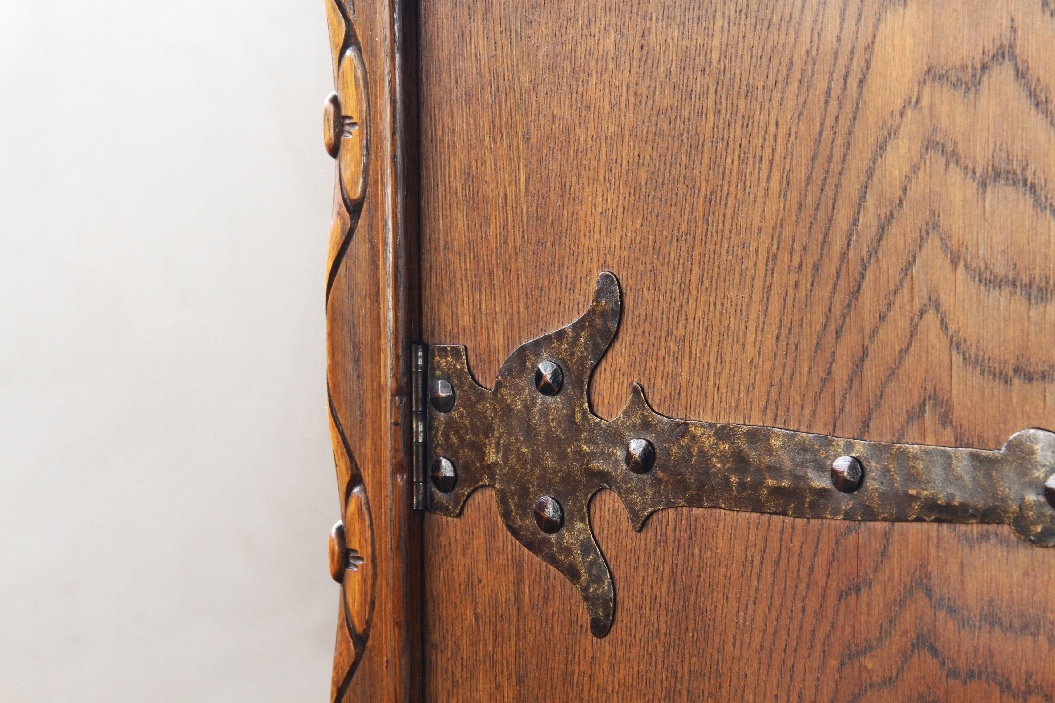 Danish_Brutalist_Oak_Cabinet_with_Carved_Diamond_Details,_Attributed_to_Henning_Kjærnulf,_1960s