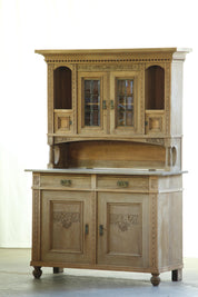 Antique_Danish_Oak_and_Pine_Buffet_Cabinet_with_Carved_Grape_Motifs_and_Glass_Doors,_19th_Century