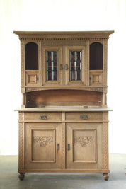 Antique_Danish_Oak_and_Pine_Buffet_Cabinet_with_Carved_Grape_Motifs_and_Glass_Doors,_19th_Century