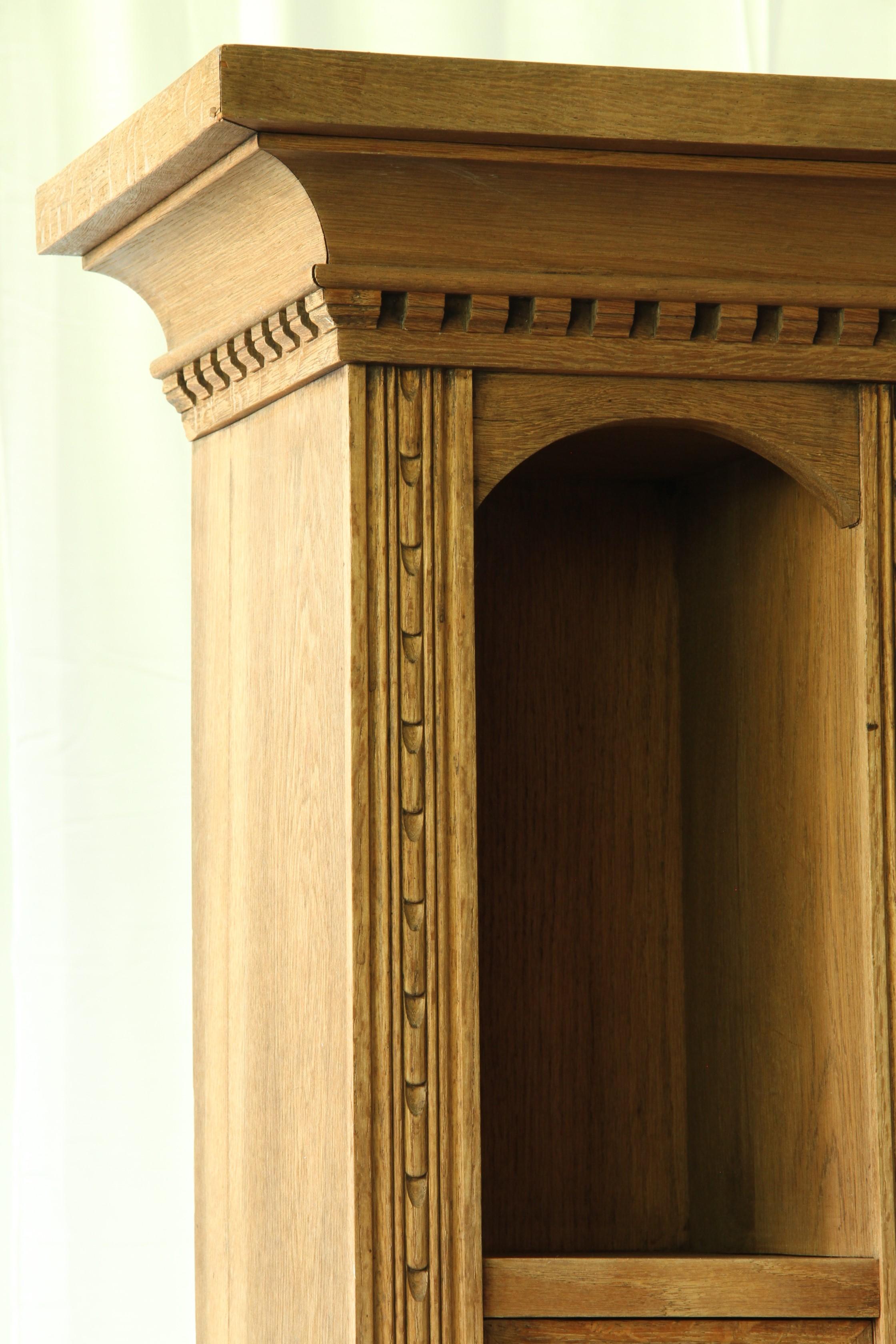 Antique_Danish_Oak_and_Pine_Buffet_Cabinet_with_Carved_Grape_Motifs_and_Glass_Doors,_19th_Century