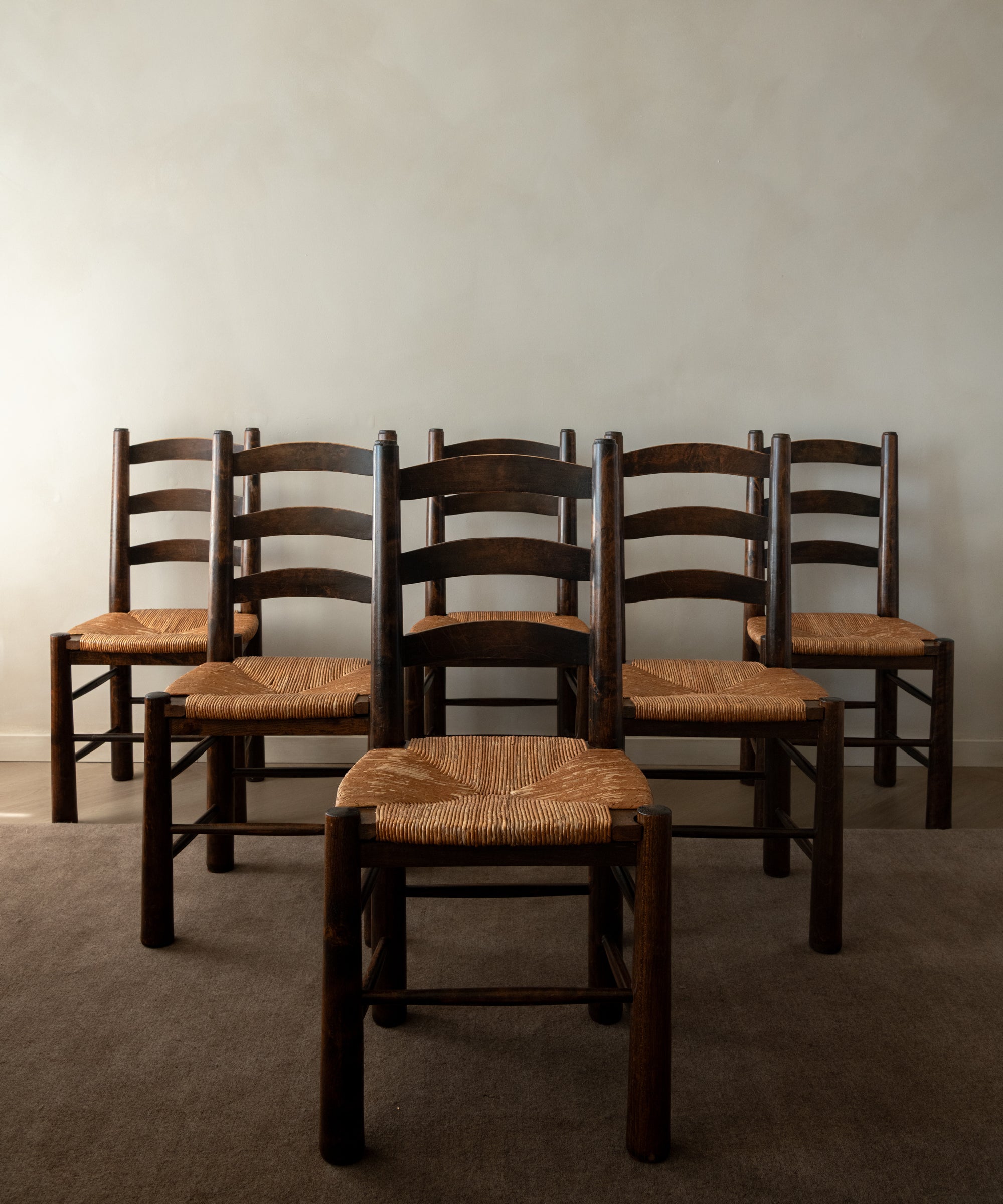 Set_of_6_French_Brutalist_Rush_Seat_Dining_Chairs_Attributed_to_Georges_Robert,_1950s