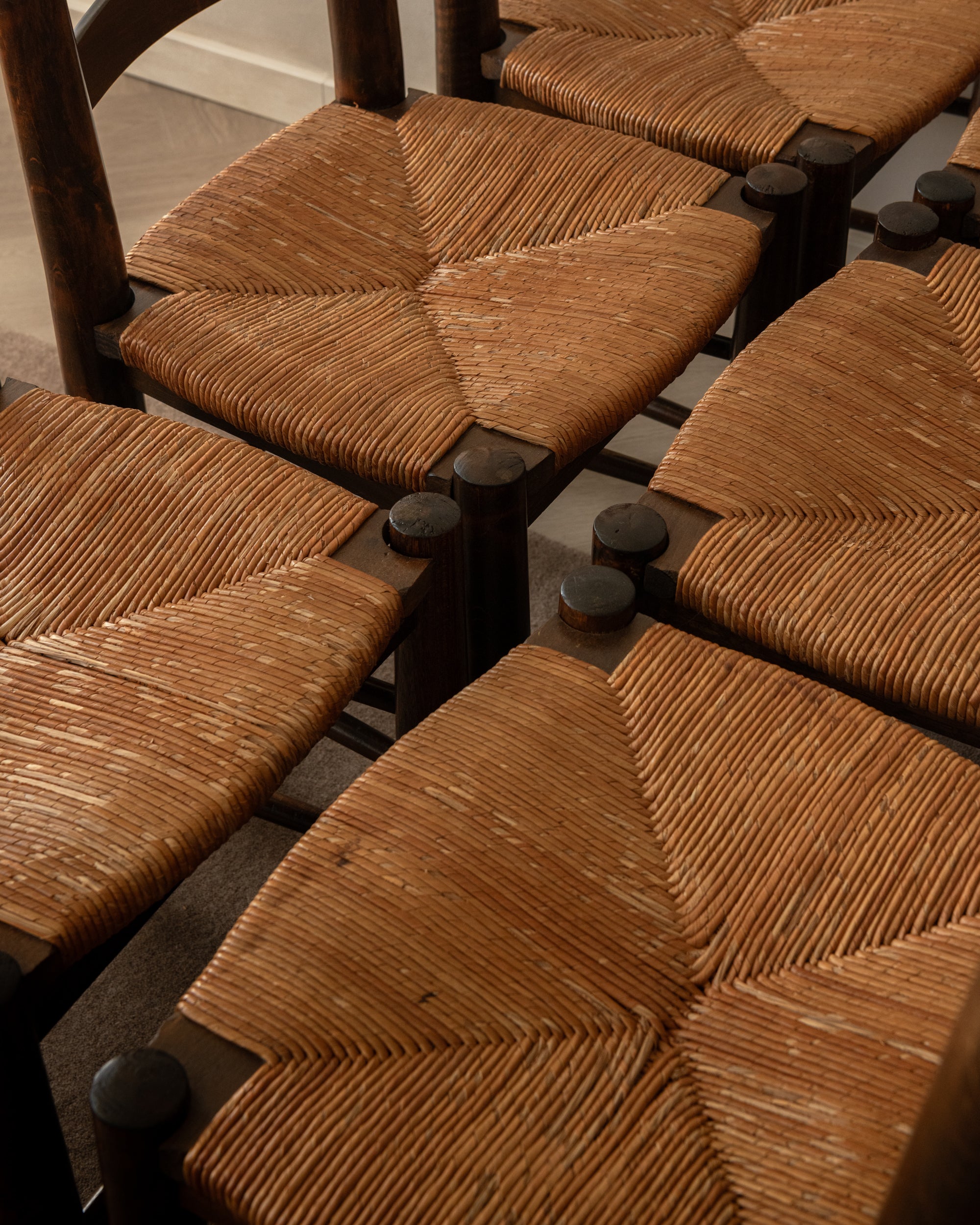 Set_of_6_French_Brutalist_Rush_Seat_Dining_Chairs_Attributed_to_Georges_Robert,_1950s