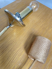 DORIA_Leuchten_Mid-Century_Pendant_Lamp_in_Hand-Blown_Crackle_Glass,_Brass_and_Rope,_Germany