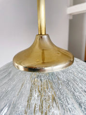 DORIA_Leuchten_Mid-Century_Pendant_Lamp_in_Hand-Blown_Crackle_Glass,_Brass_and_Rope,_Germany
