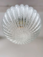 DORIA_Leuchten_Mid-Century_Pendant_Lamp_in_Hand-Blown_Crackle_Glass,_Brass_and_Rope,_Germany