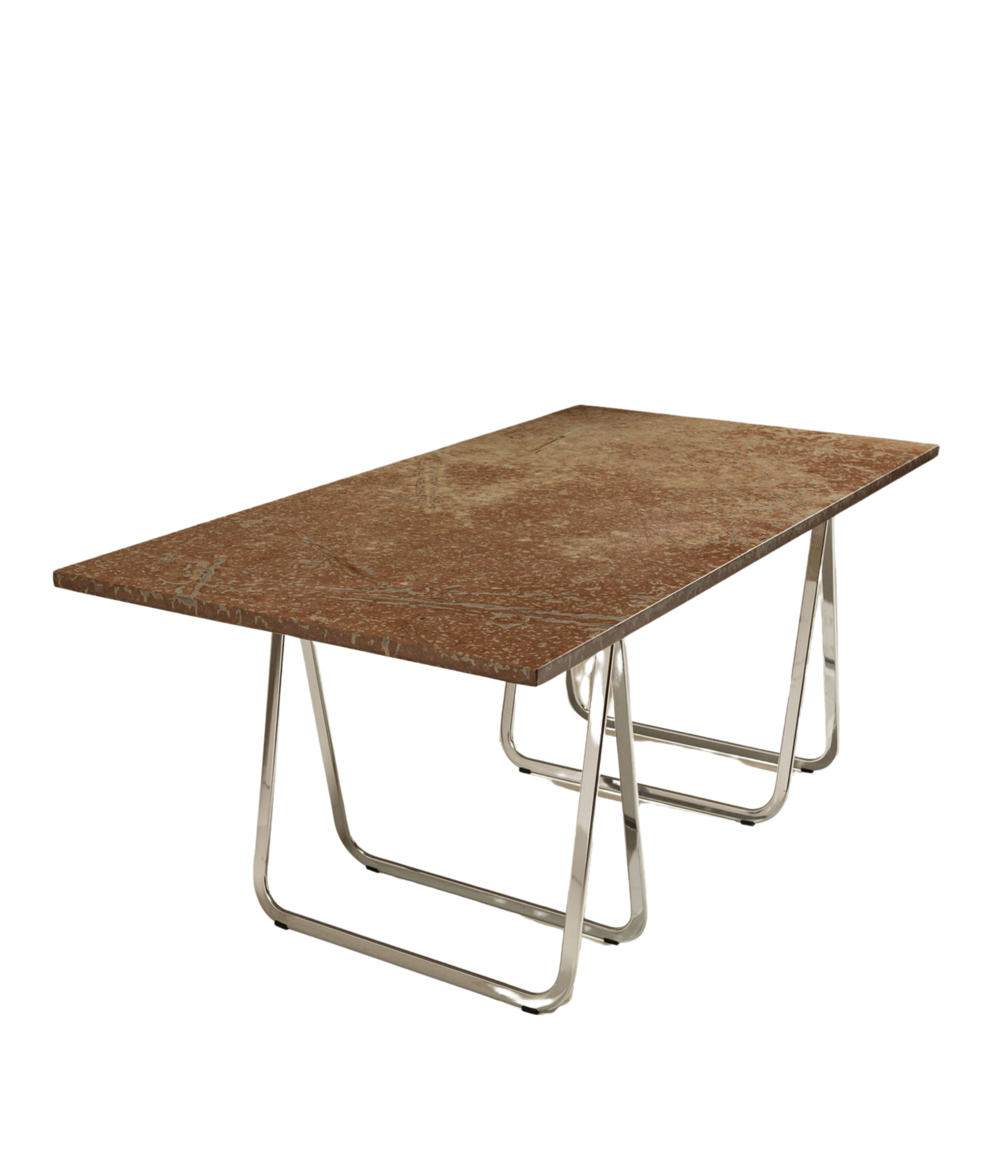 Vintage_Gotland_Limestone_Table_on_Chrome_Trestles,_Sweden_1970s