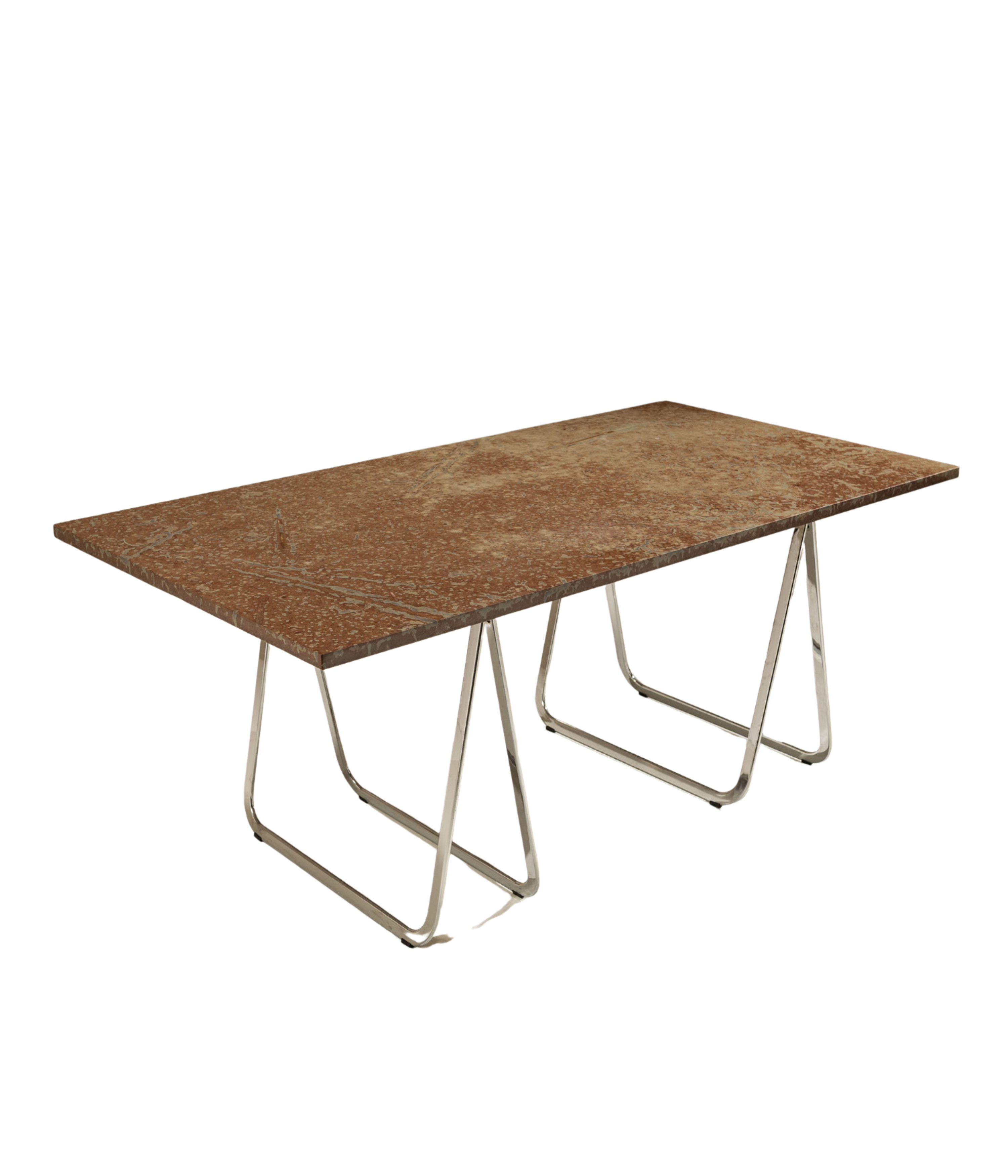 Vintage_Gotland_Limestone_Table_on_Chrome_Trestles,_Sweden_1970s