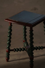 Vintage_Green_and_Red_Painted_Folk_Style_Stool