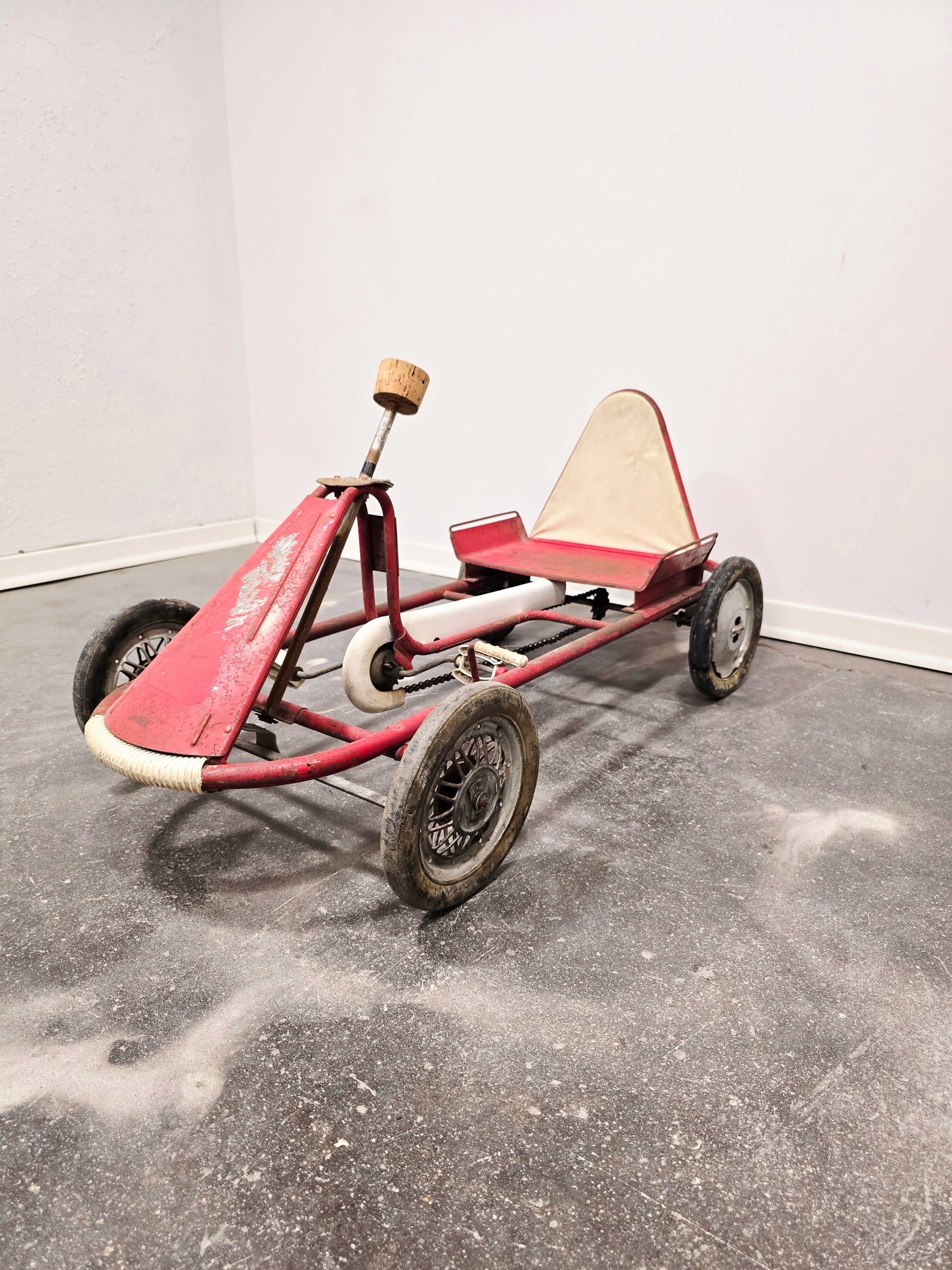 Vintage_Italian_Child's_Pedal_Go-Kart_in_Red_Tubular_Steel_with_Number_8_Racing_Graphics,_Mid-20th_Century