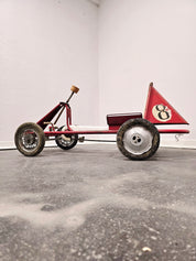Vintage_Italian_Child's_Pedal_Go-Kart_in_Red_Tubular_Steel_with_Number_8_Racing_Graphics,_Mid-20th_Century